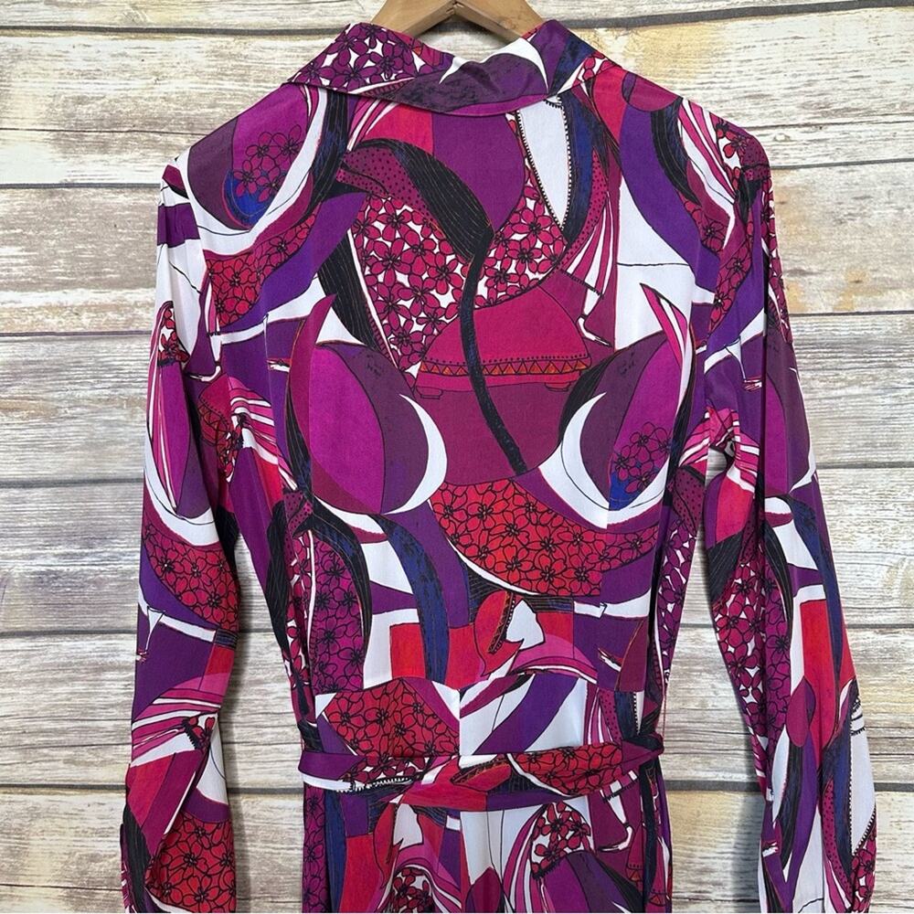 Robert Graham 2 Gianna Long-Sleeve Maxi Shirtdress fuchsia swirly button up - Picture 11 of 14